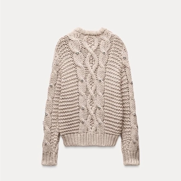 Zara NWT beaded rhinestone knit sweater 3920/188 - Picture 9 of 10